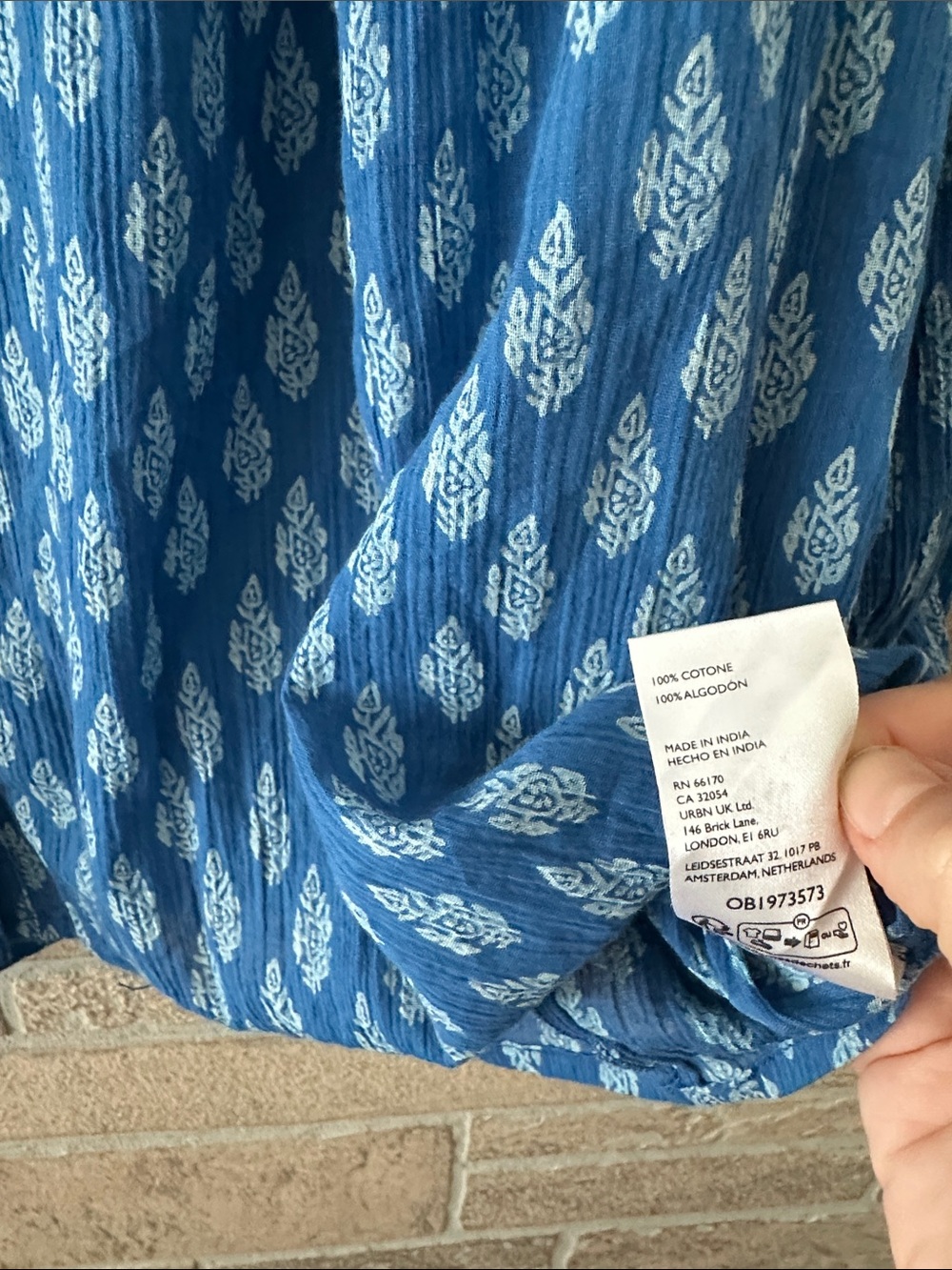 Anthropologie Pilcro The Sidney Batwing Blouse XS Blue White Print Button Front - Picture 8 of 9